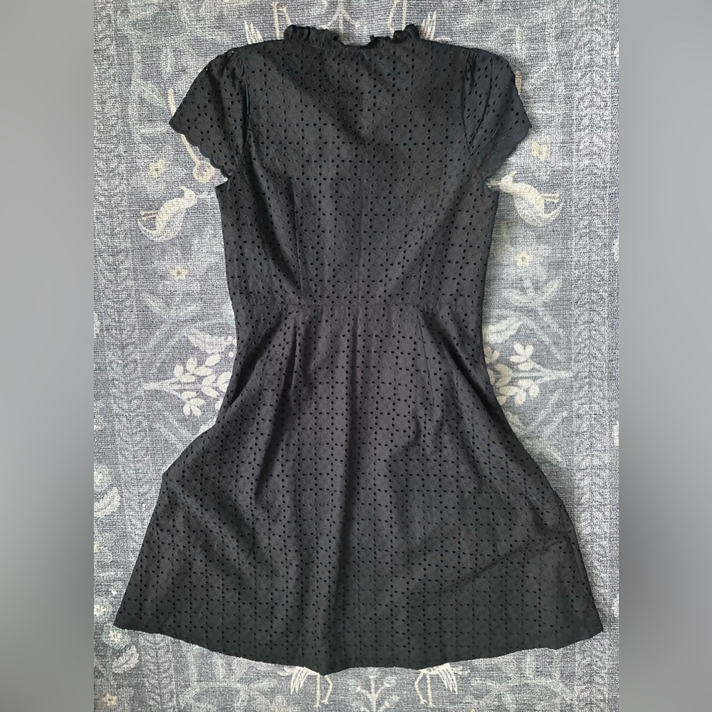 Talbots Black Eyelet Midi Dress with Button Accents - Picture 2 of 6